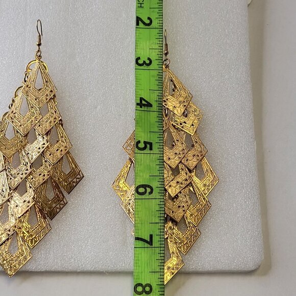 Gold Chandelier Light Earrings - Picture 8 of 12